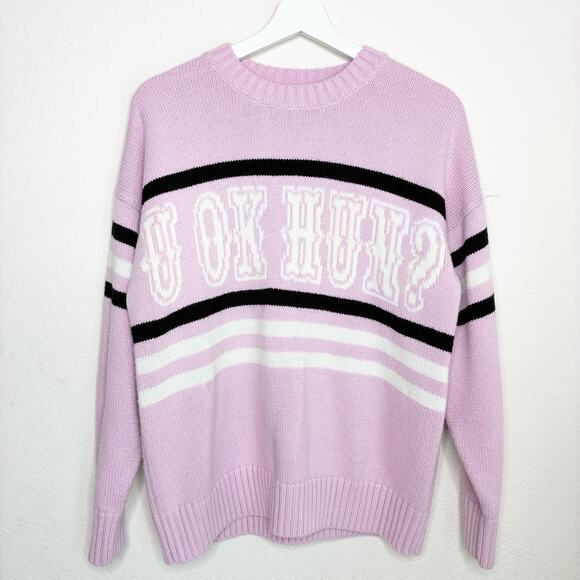 TopShop U Ok Hun Pink and Black Striped Sweater 6 - Picture 2 of 10